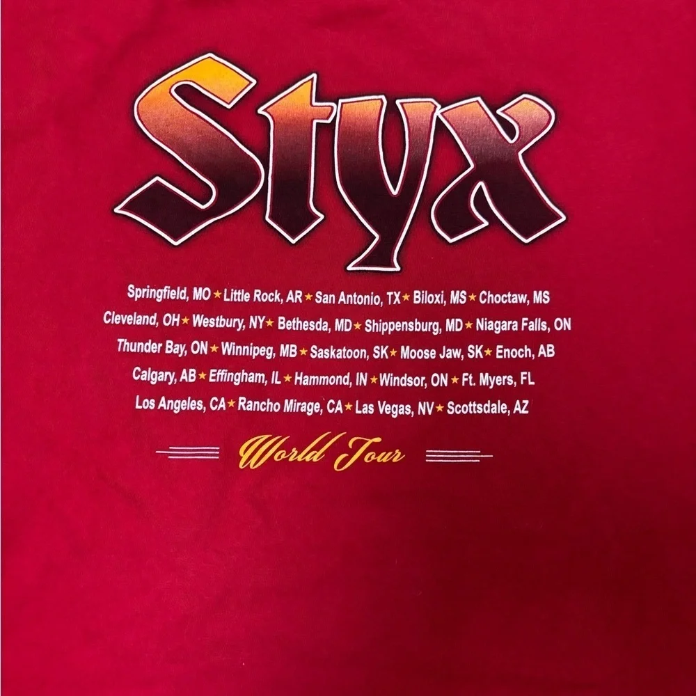 Styx World Tour Band Tee Shirt Red 2X
